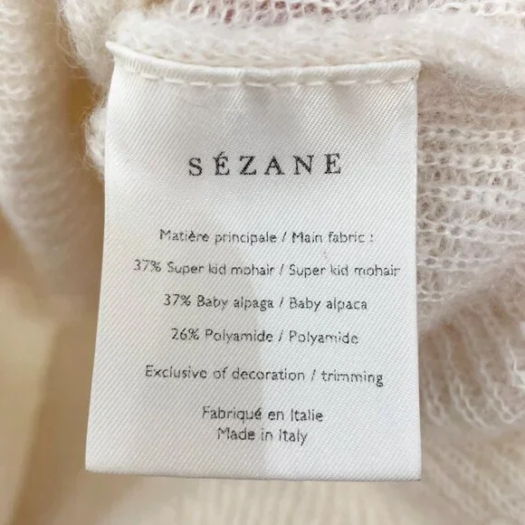 EUC Sezane Willy Mohair Alpaca Henley Sweater Ecru Small - Picture 7 of 8